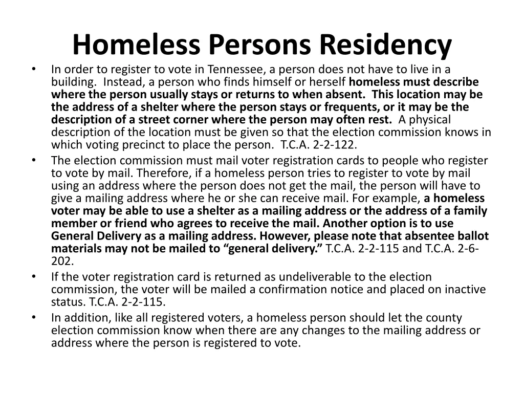 homeless persons residency