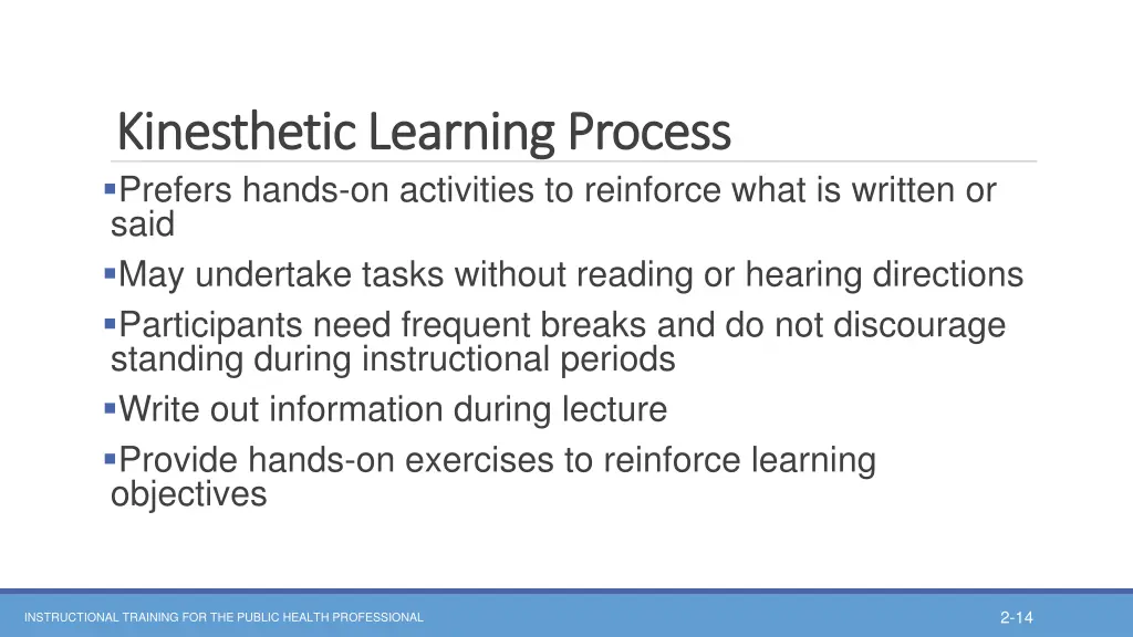 kinesthetic learning process kinesthetic learning