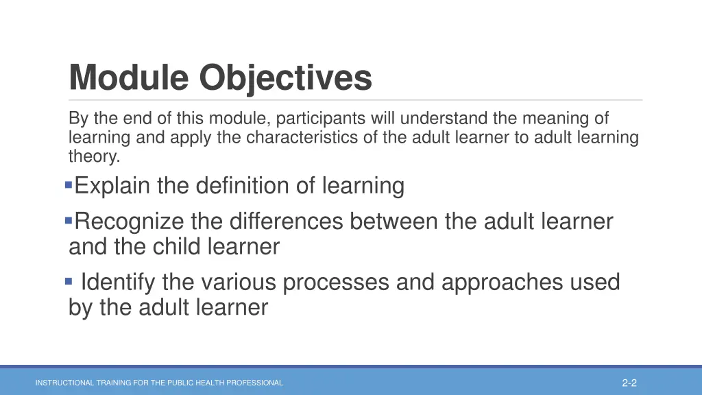 module objectives