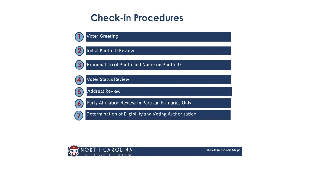 check in procedures