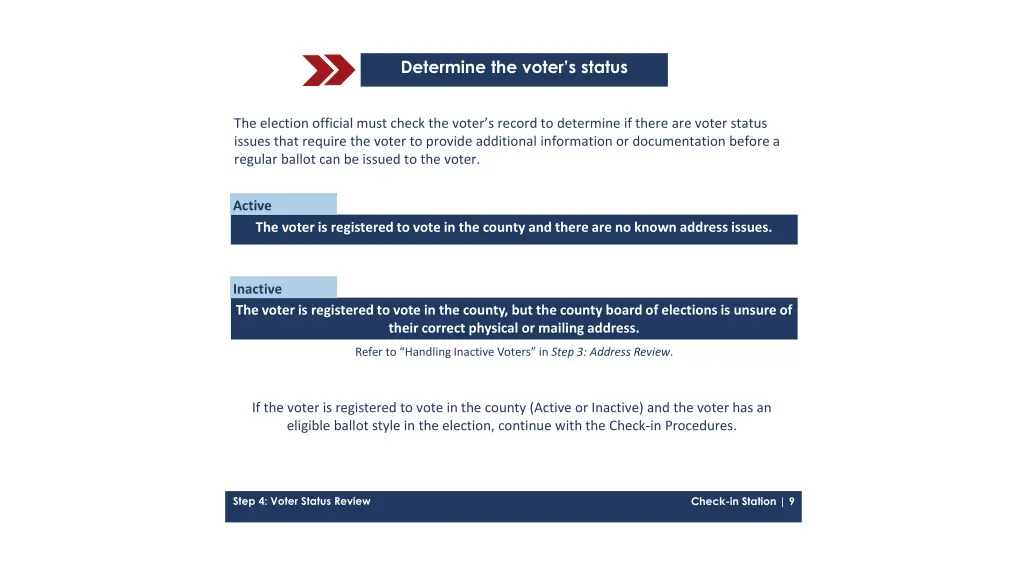 determine the voter s status