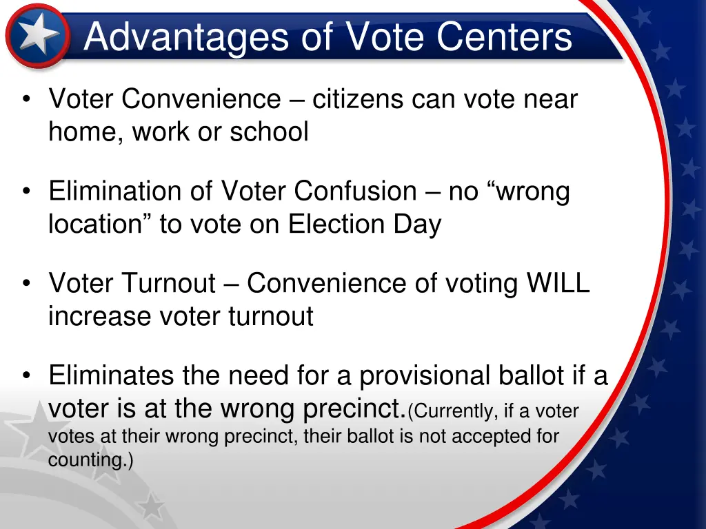 advantages of vote centers