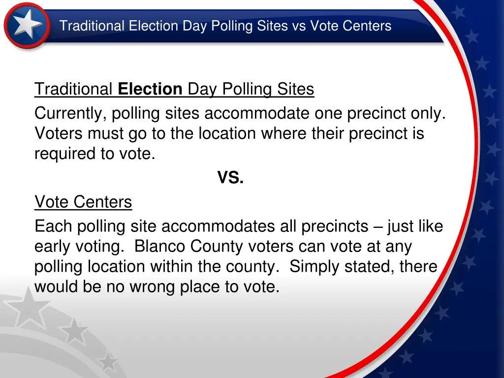 traditional election day polling sites vs vote