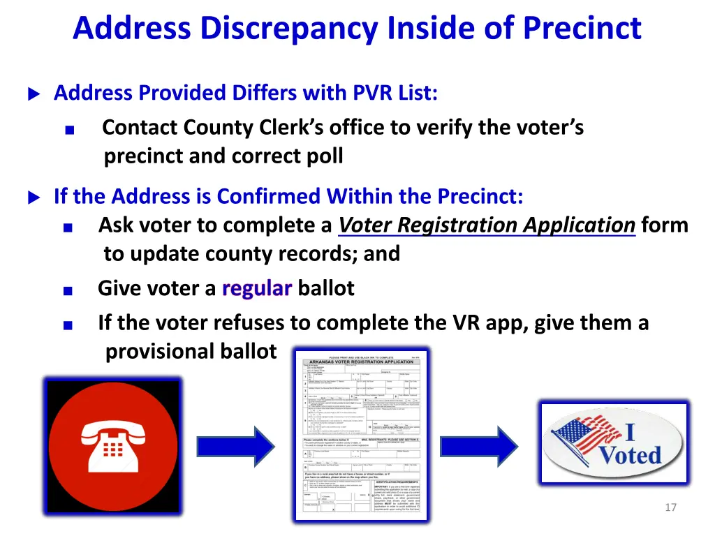 address discrepancy inside of precinct