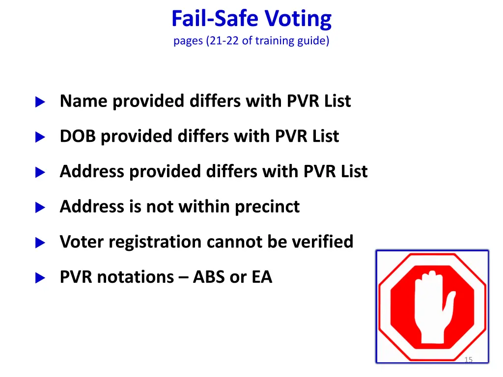 fail safe voting pages 21 22 of training guide