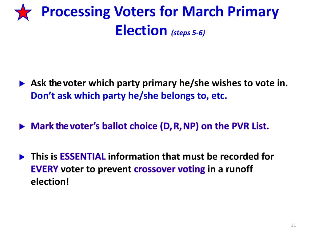 processing voters for march primary election 1