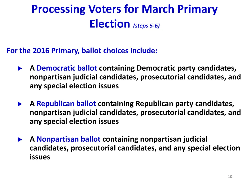 processing voters for march primary election