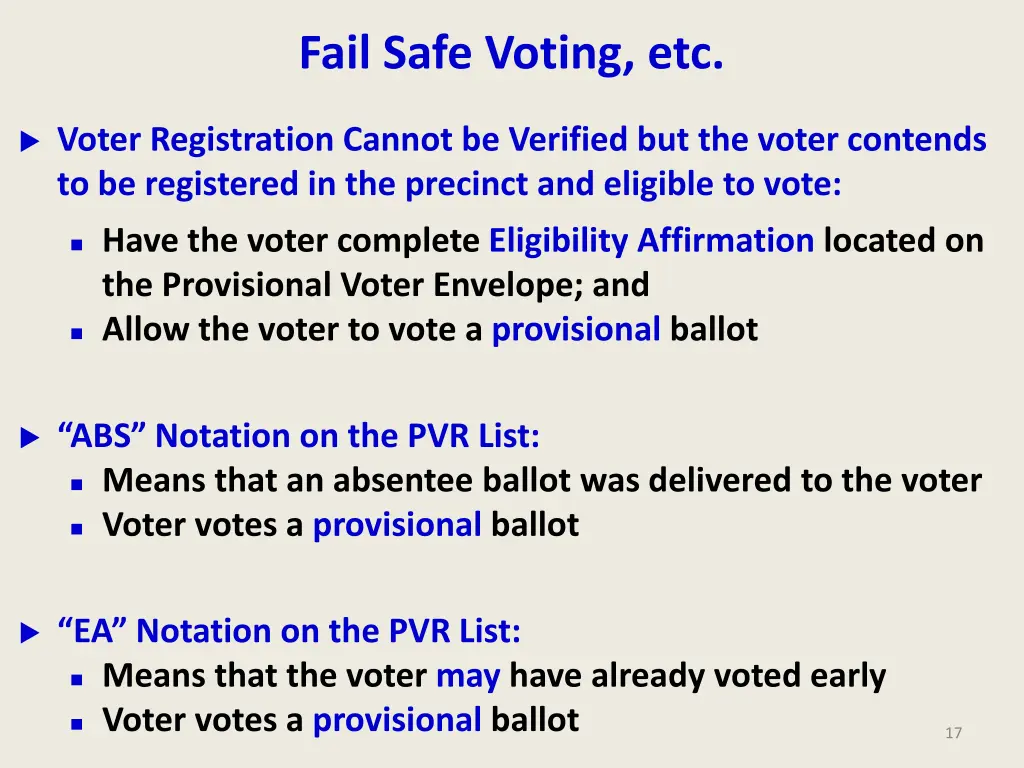 fail safe voting etc 1