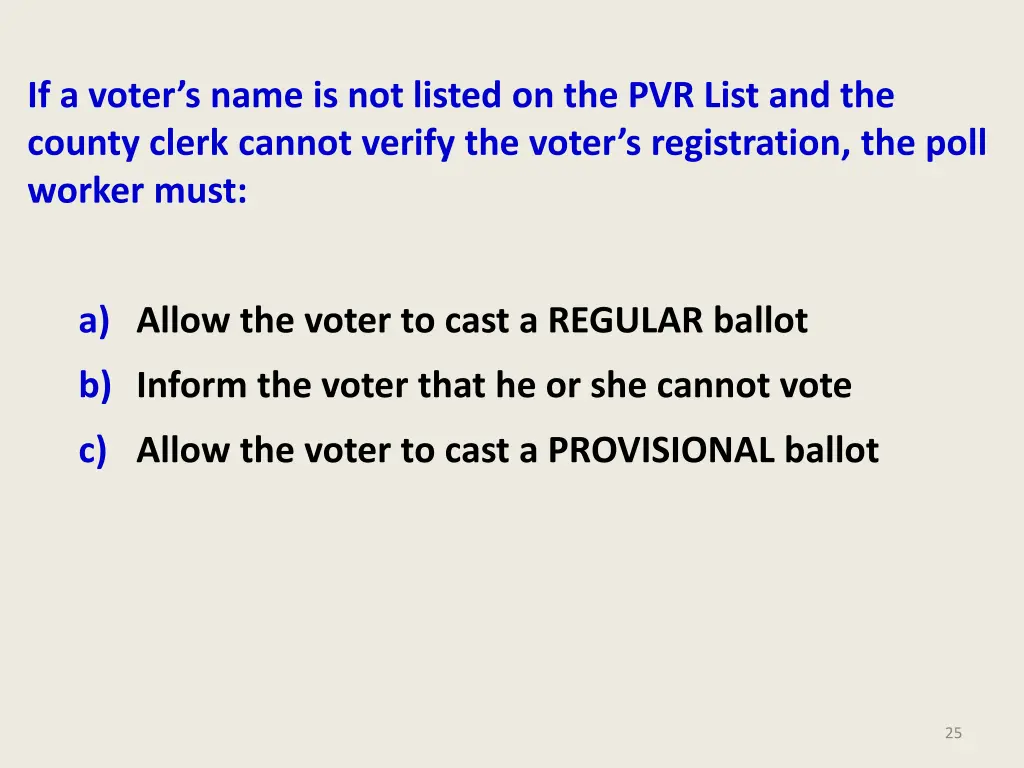 if a voter s name is not listed on the pvr list