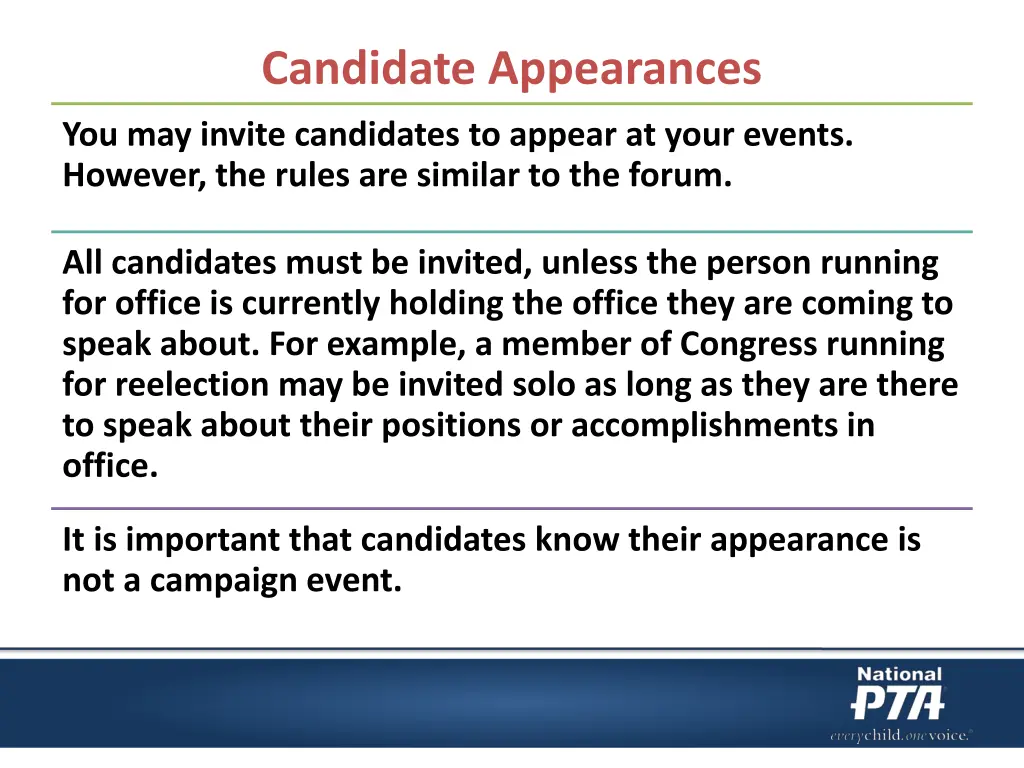 candidate appearances