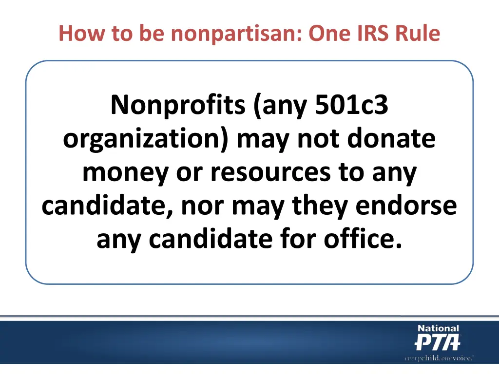 how to be nonpartisan one irs rule