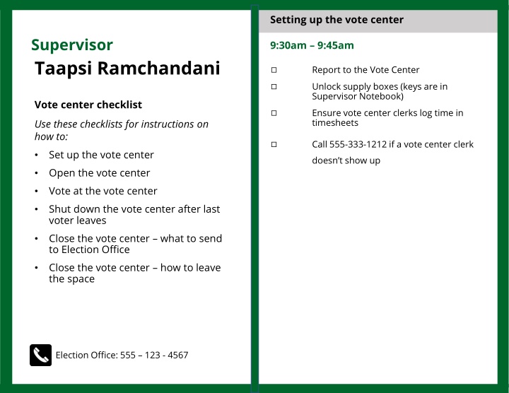 setting up the vote center