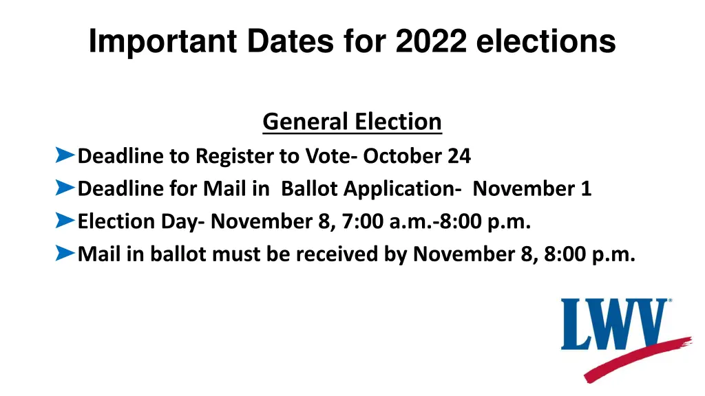 important dates for 2022 elections