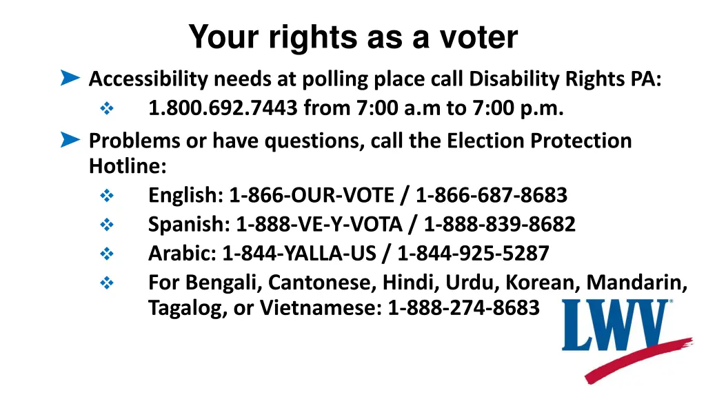 your rights as a voter accessibility needs