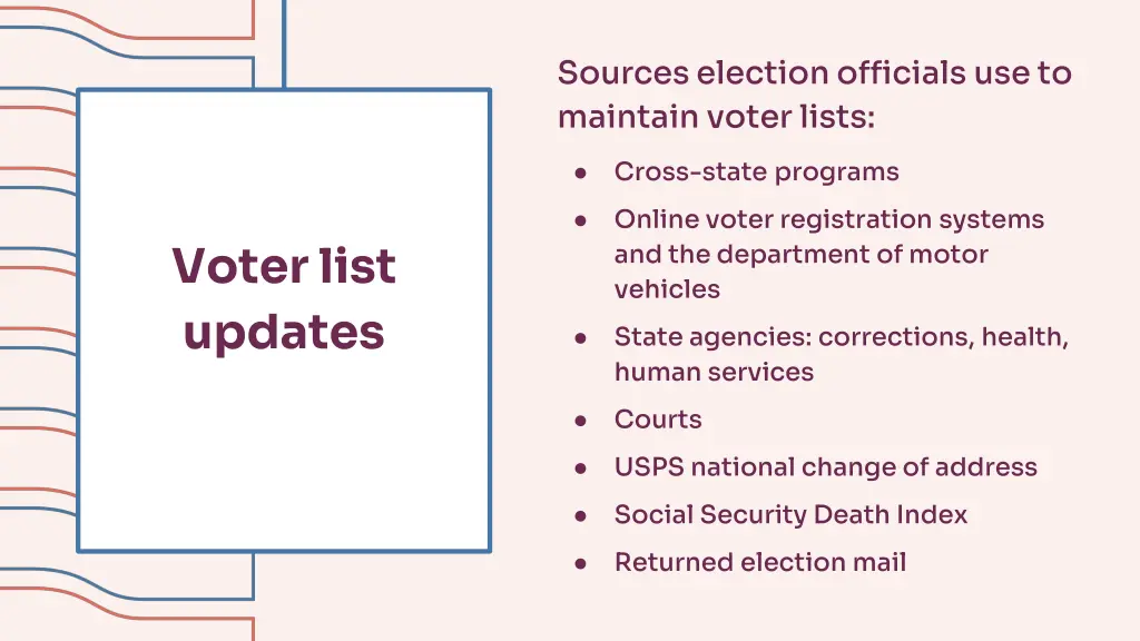 sources election officials use to maintain voter