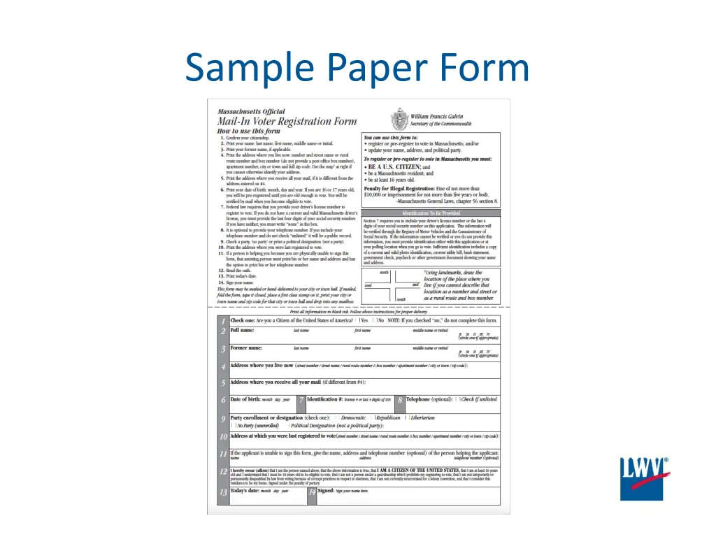 sample paper form