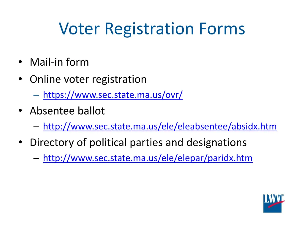 voter registration forms