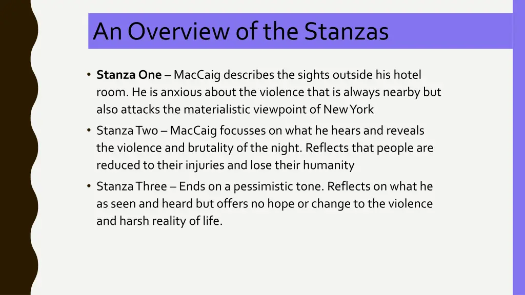 an overview of the stanzas