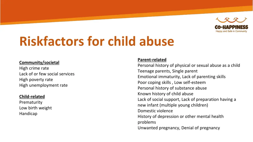 riskfactors for child abuse