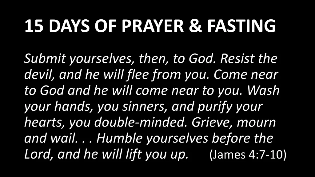 15 days of prayer fasting