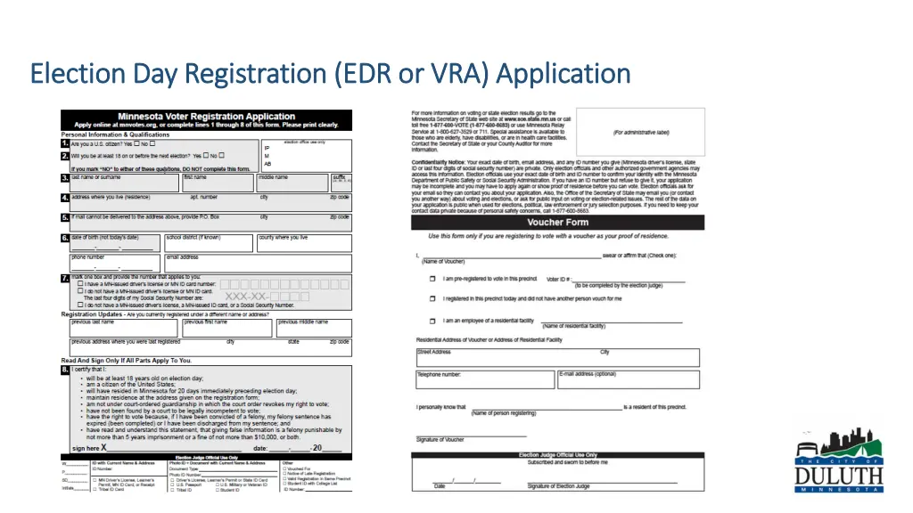 election day registration edr or vra application