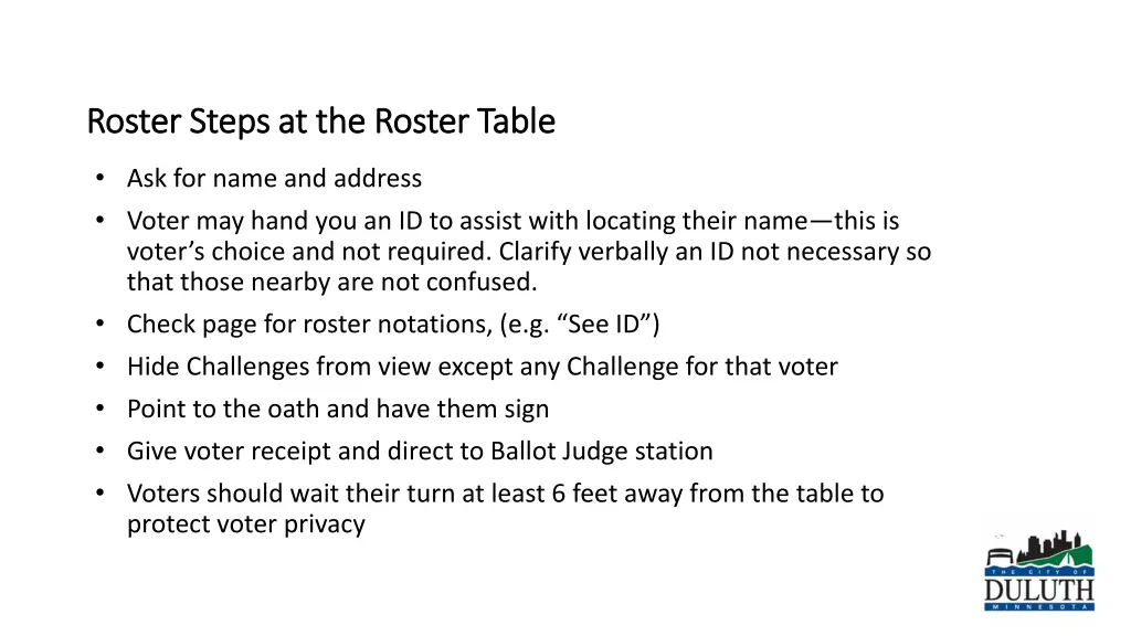 roster steps at the roster table roster steps