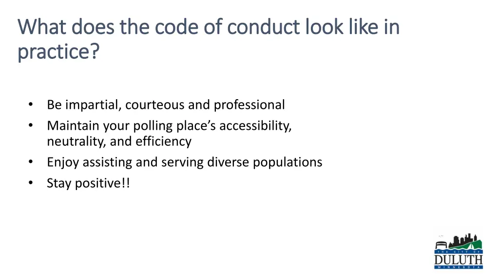 what does the code of conduct look like in what