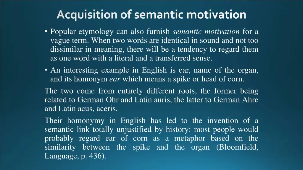 acquisition of semantic motivation