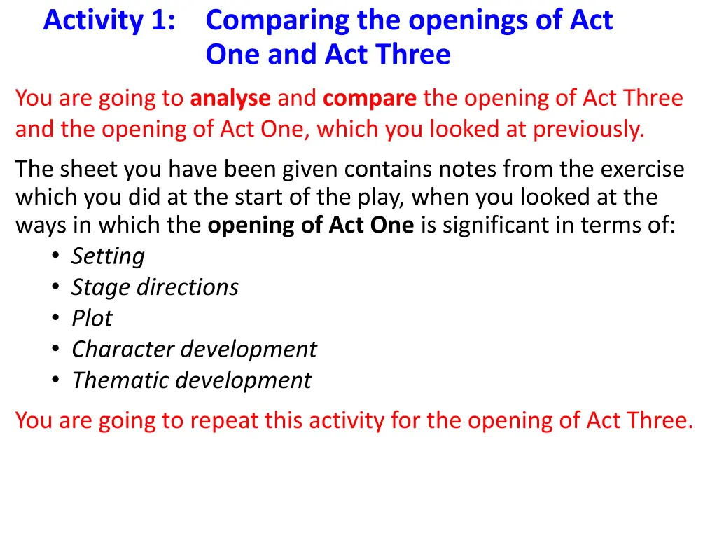 activity 1 comparing the openings