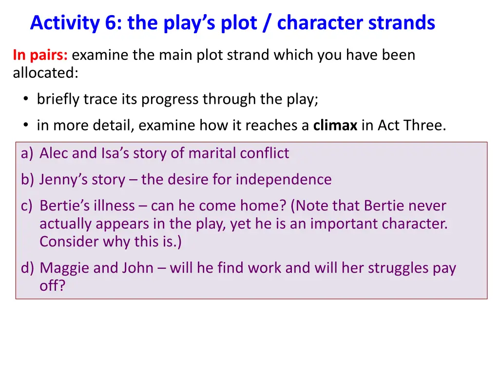 activity 6 the play s plot character strands 1