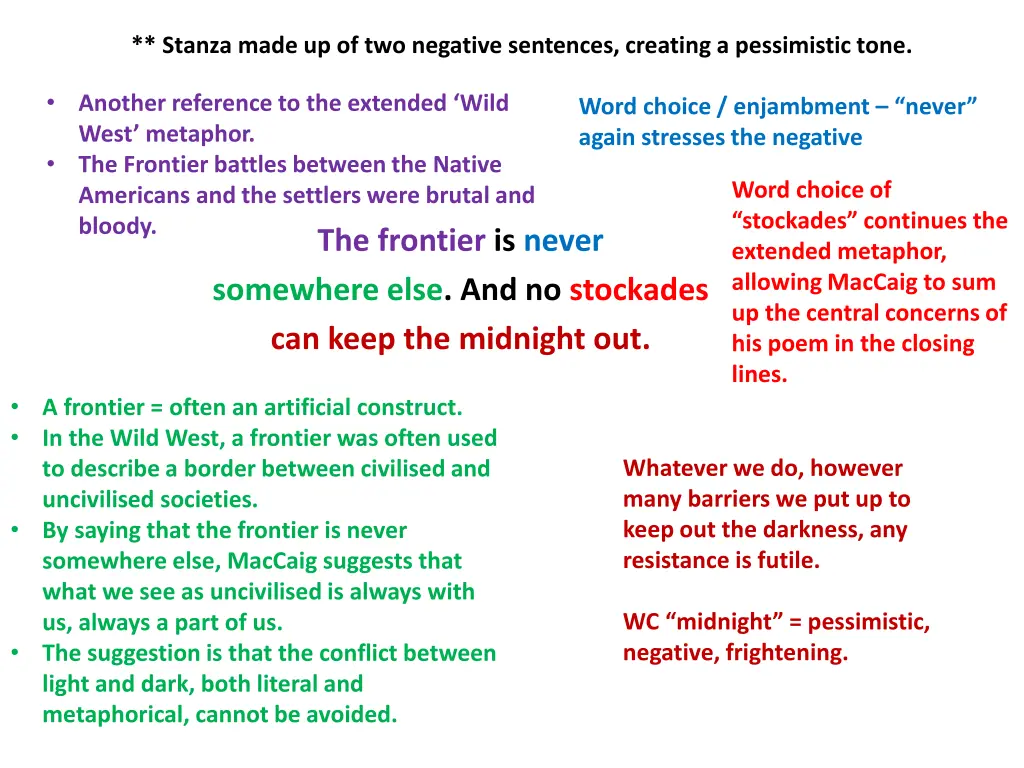 stanza made up of two negative sentences creating