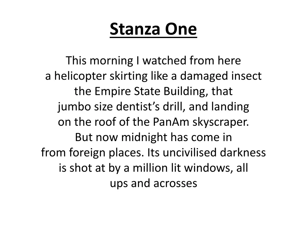 stanza one