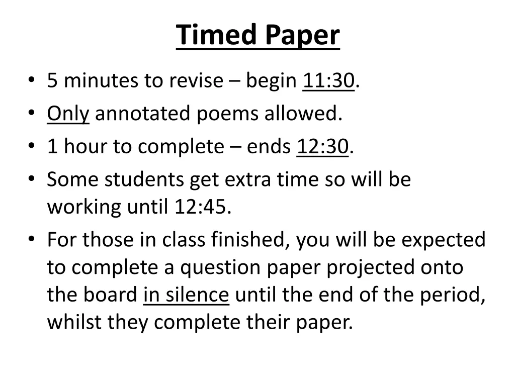 timed paper