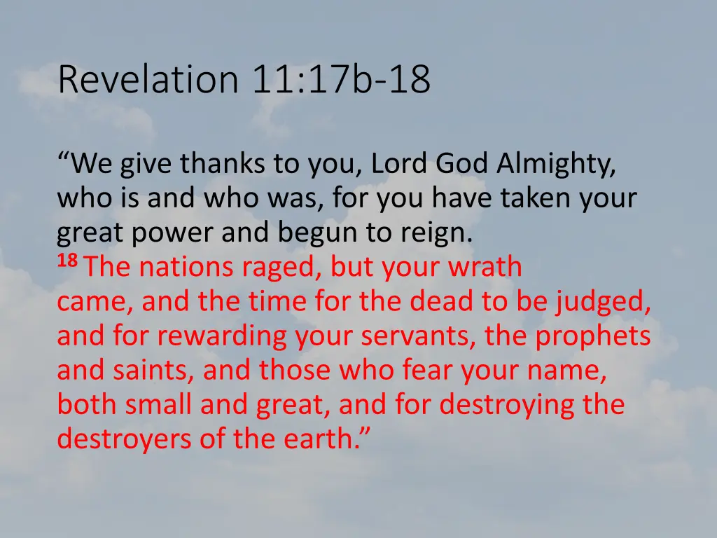 revelation 11 17b 18 2