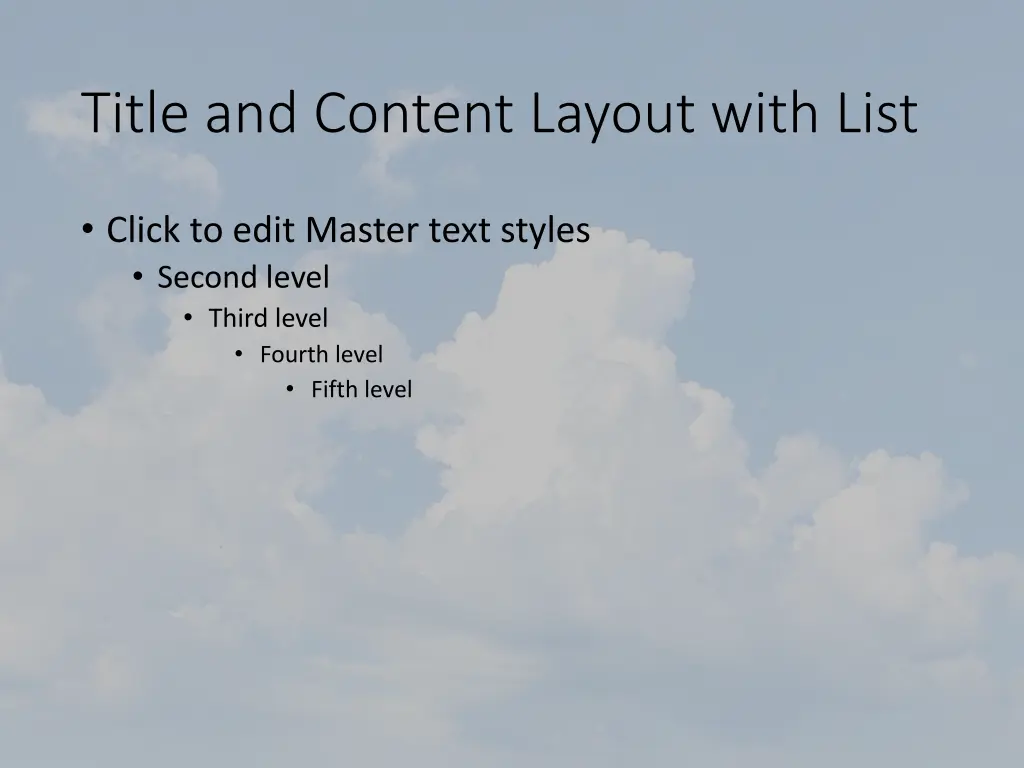 title and content layout with list