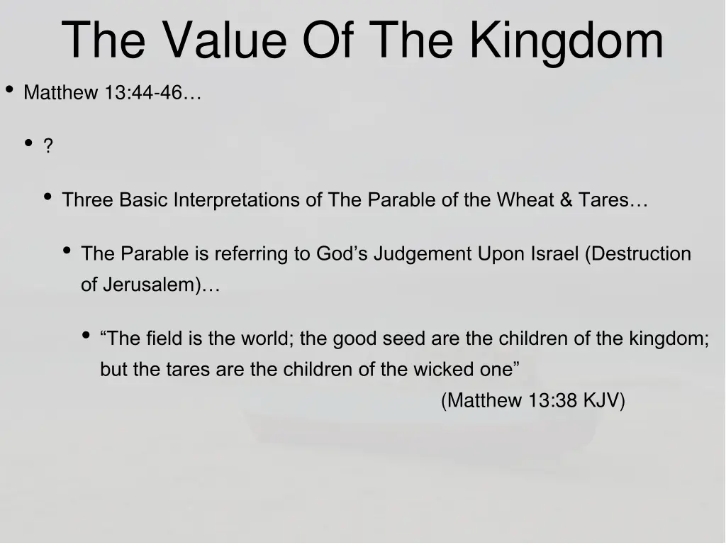 the value of the kingdom matthew 13 44 46 13