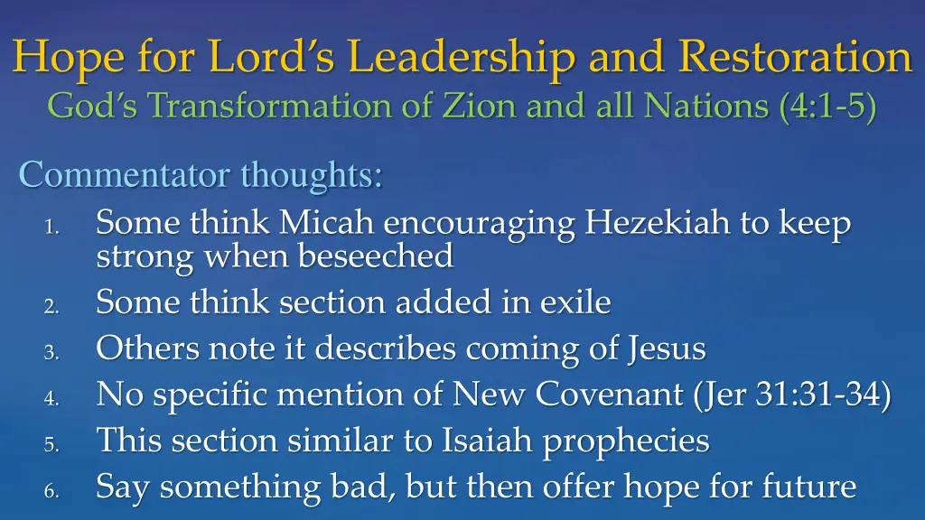 hope for lord s leadership and restoration