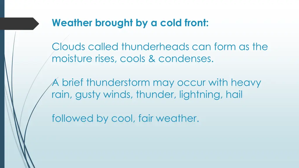 weather brought by a cold front