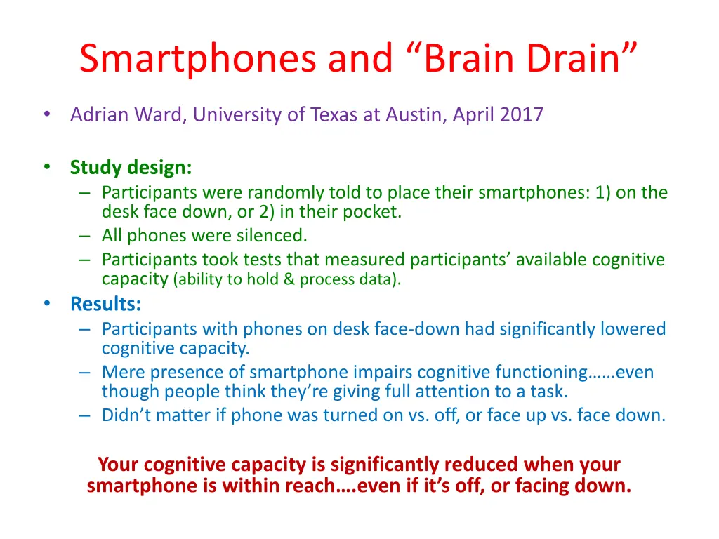 smartphones and brain drain