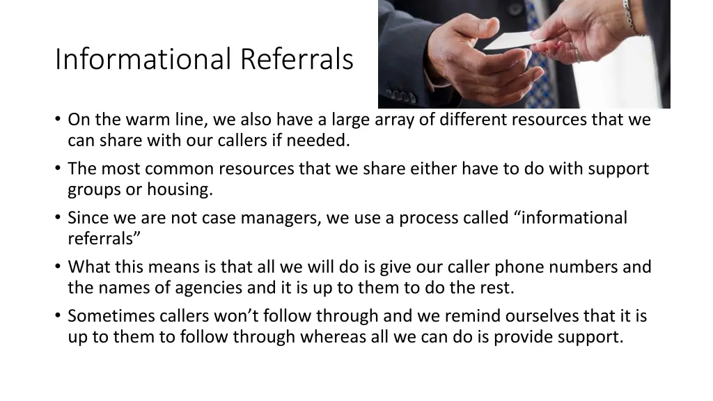 informational referrals