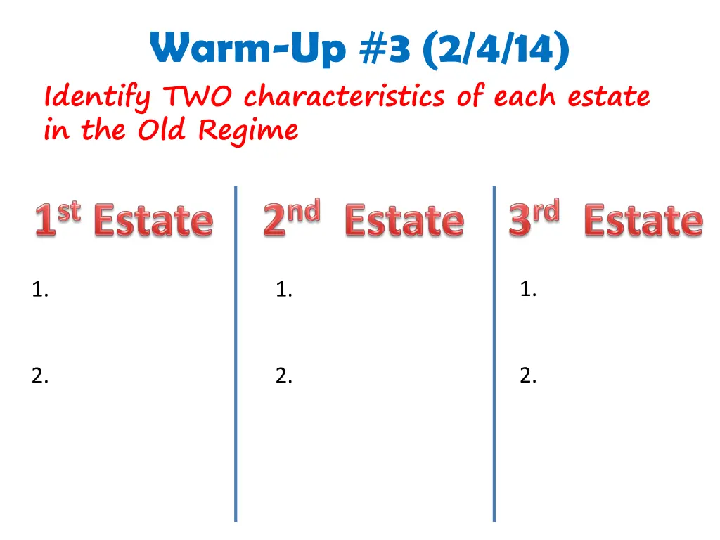 warm up 3 2 4 14 identify two characteristics