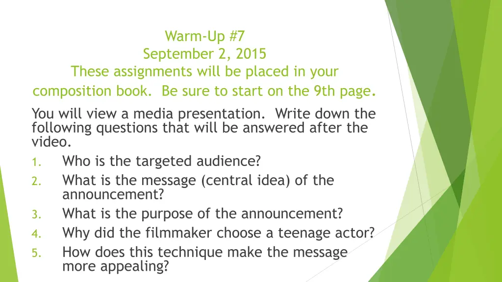 warm up 7 september 2 2015