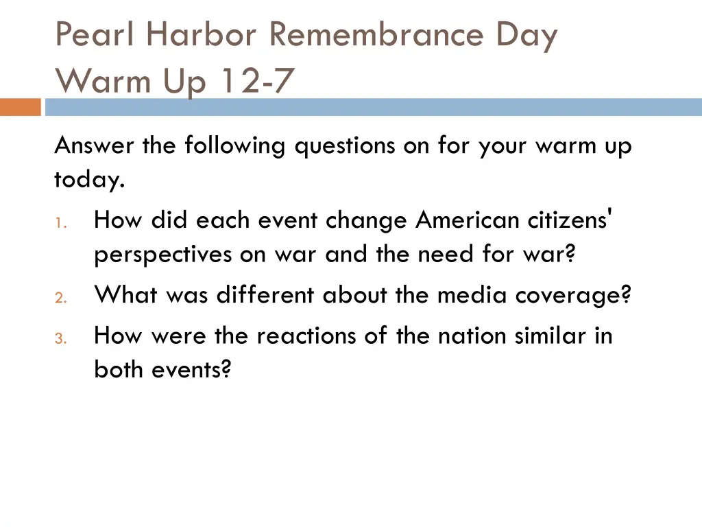 pearl harbor remembrance day warm up 12 7 2