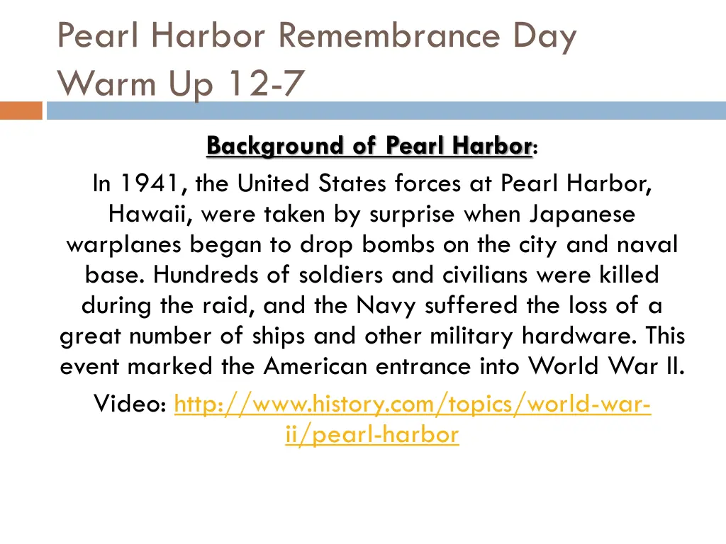 pearl harbor remembrance day warm up 12 7