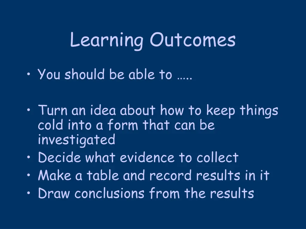 learning outcomes