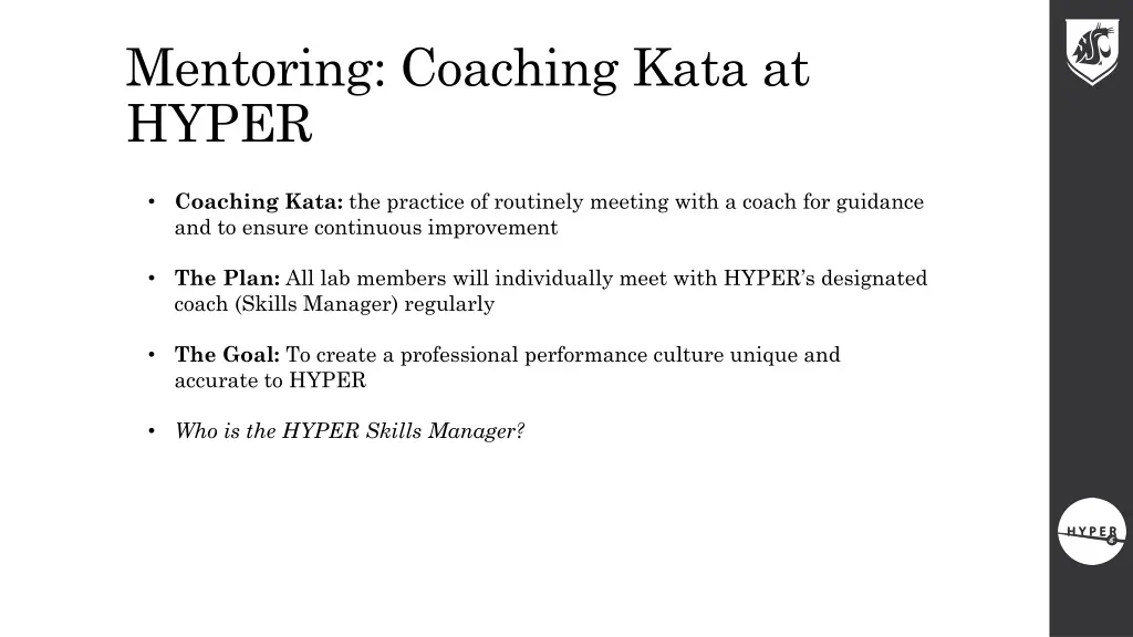 mentoring coaching kata at hyper