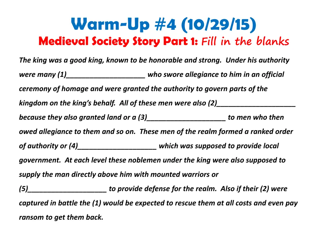 warm up 4 10 29 15 medieval society story part