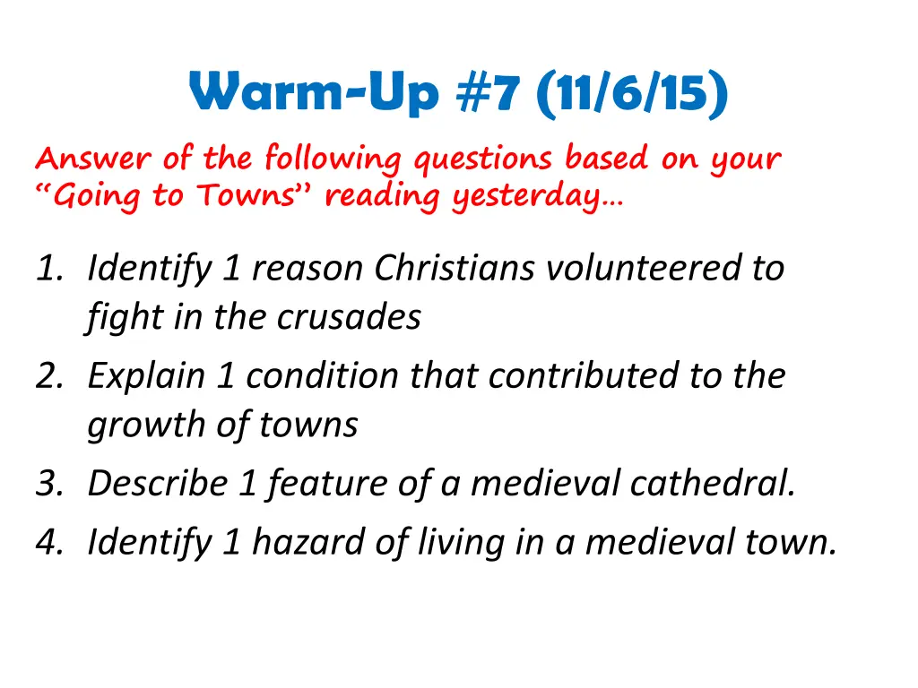 warm up 7 11 6 15 answer of the following