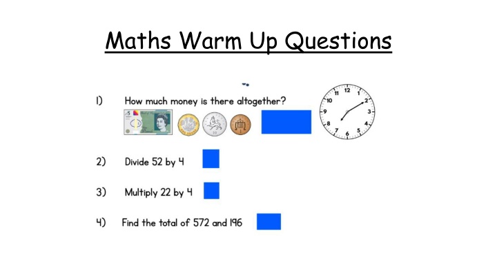 maths warm up questions