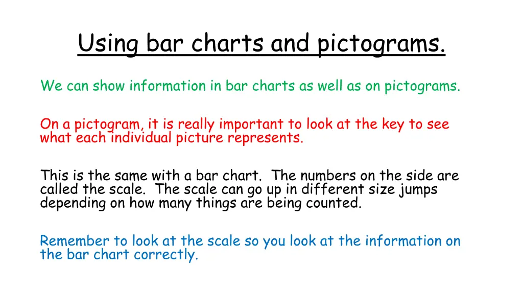 using bar charts and pictograms